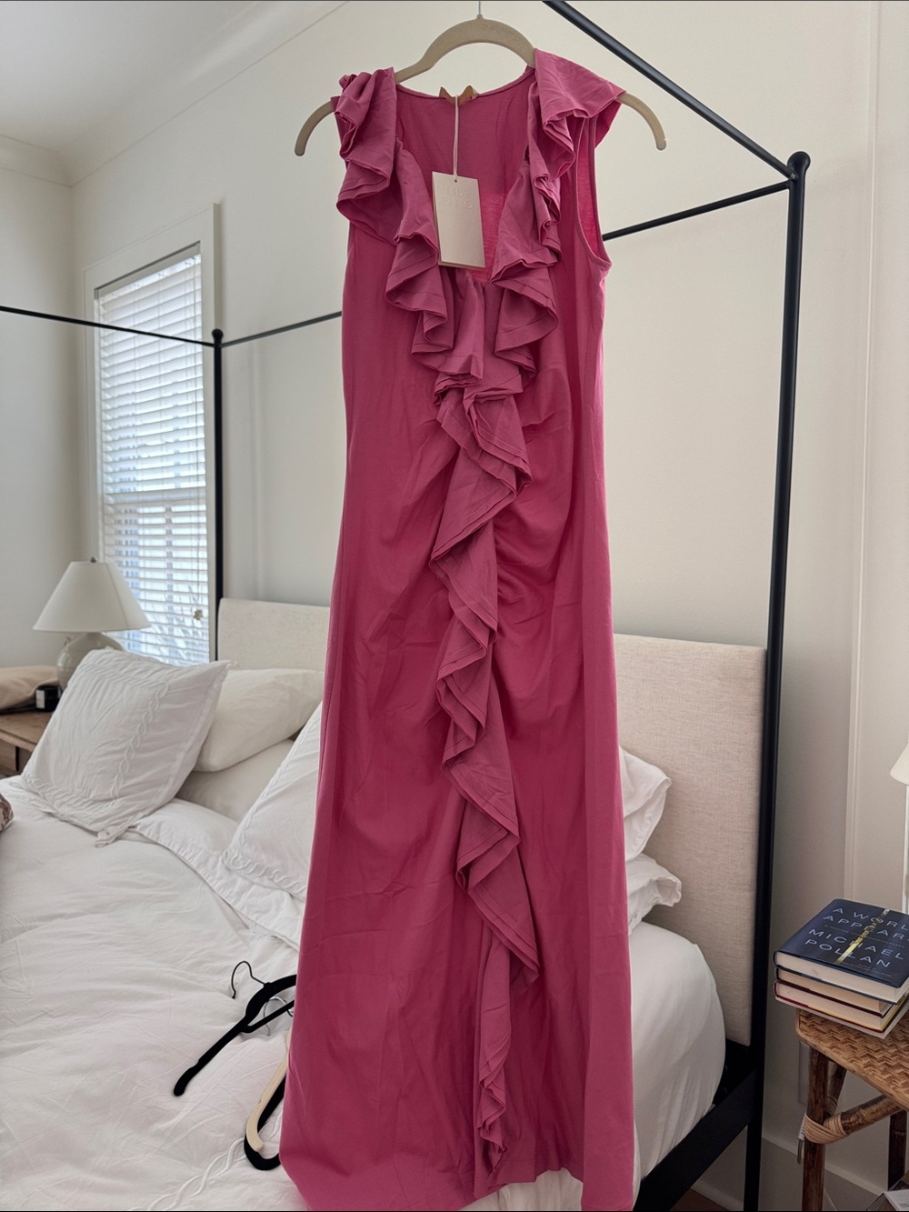 Ulla Johnson Pink Ruffle-Front Maxi Dress new with tags